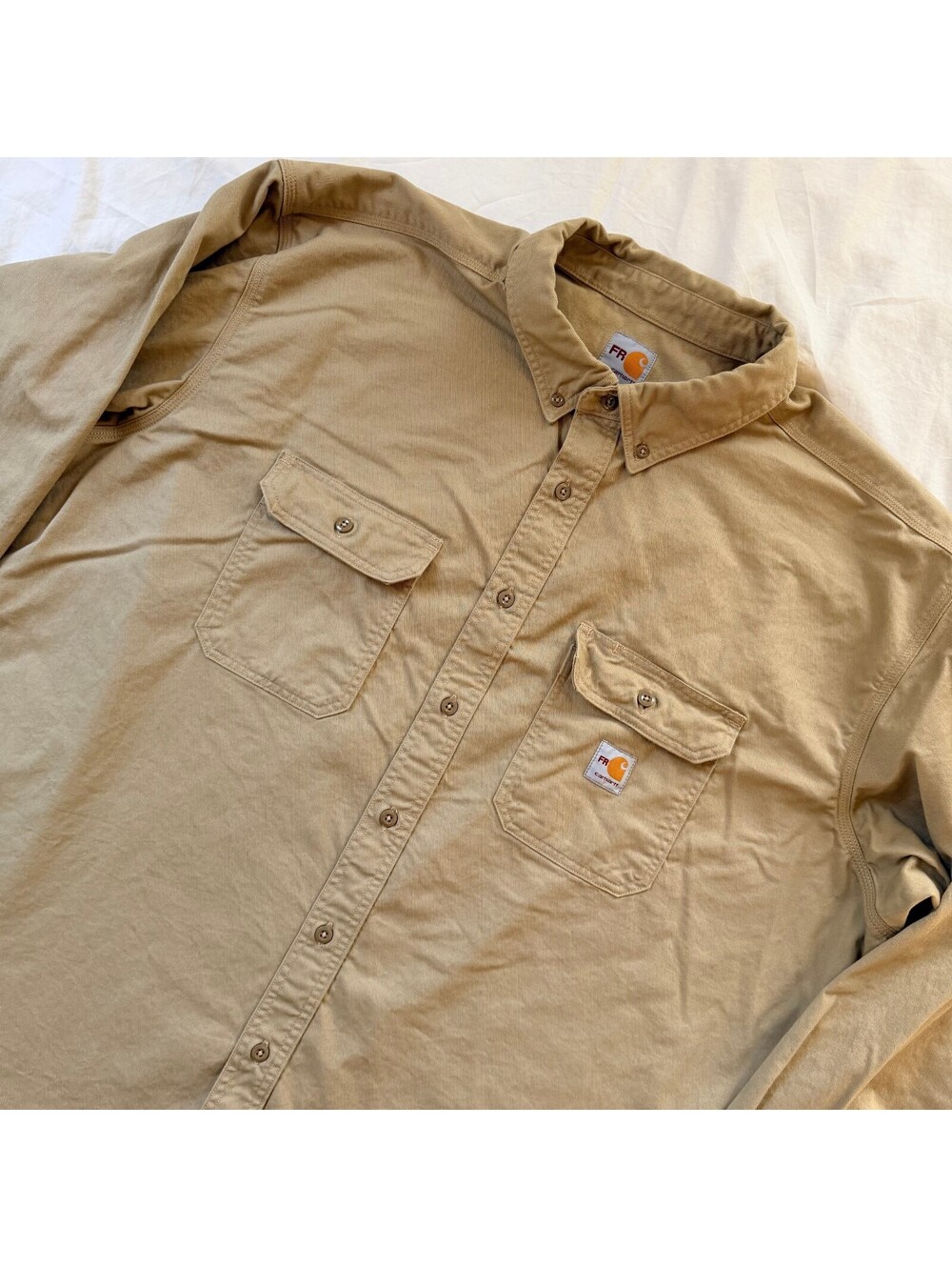 Carhartt FR FRS160 Men's 4XL Khaki Flame Resistant CAT 2 Work Shirt Button Up